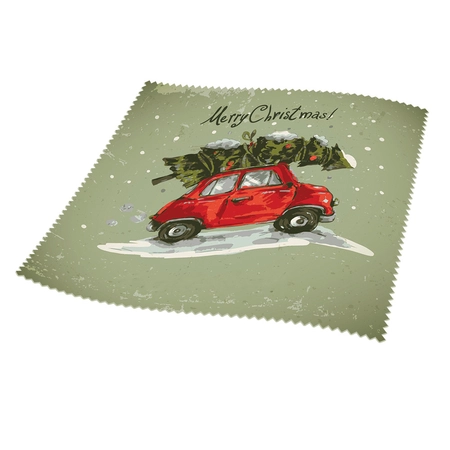 Ściereczka do okularów 18x18 cm, Christmas Car, pakowana pojedynczo
