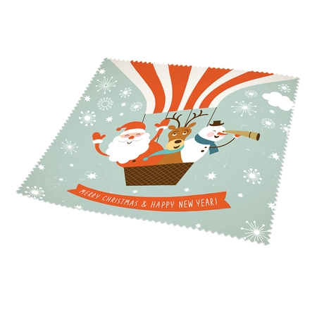 Ściereczka do okularów 18x18 cm, Christmas Santa, pakowana pojedynczo