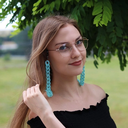 Łańcuszek do okularów akrylowy, seledynowy