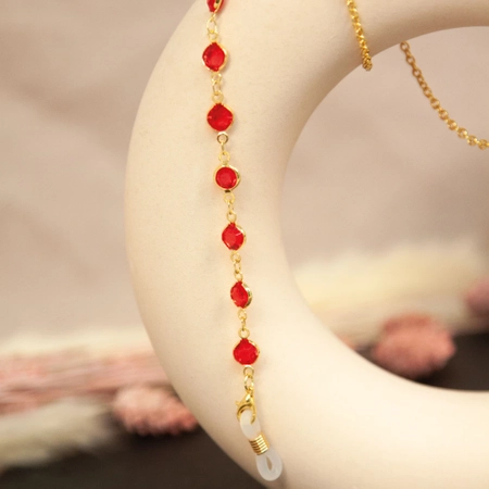 Łańcuszek do okularów metalowy, Rimini, czerwono złoty - 1 szt.