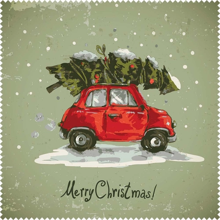 Ściereczka do okularów 18x18 cm, Christmas Car, pakowana pojedynczo