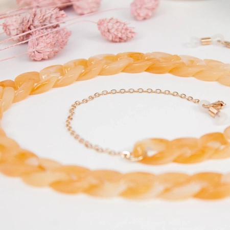 Łańcuszek do okularów akrylowo-metalowy brzoskwiniowy - 1 szt.