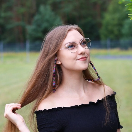 Sznureczek do okularów bawełniany w stylu BOHO, niebieski